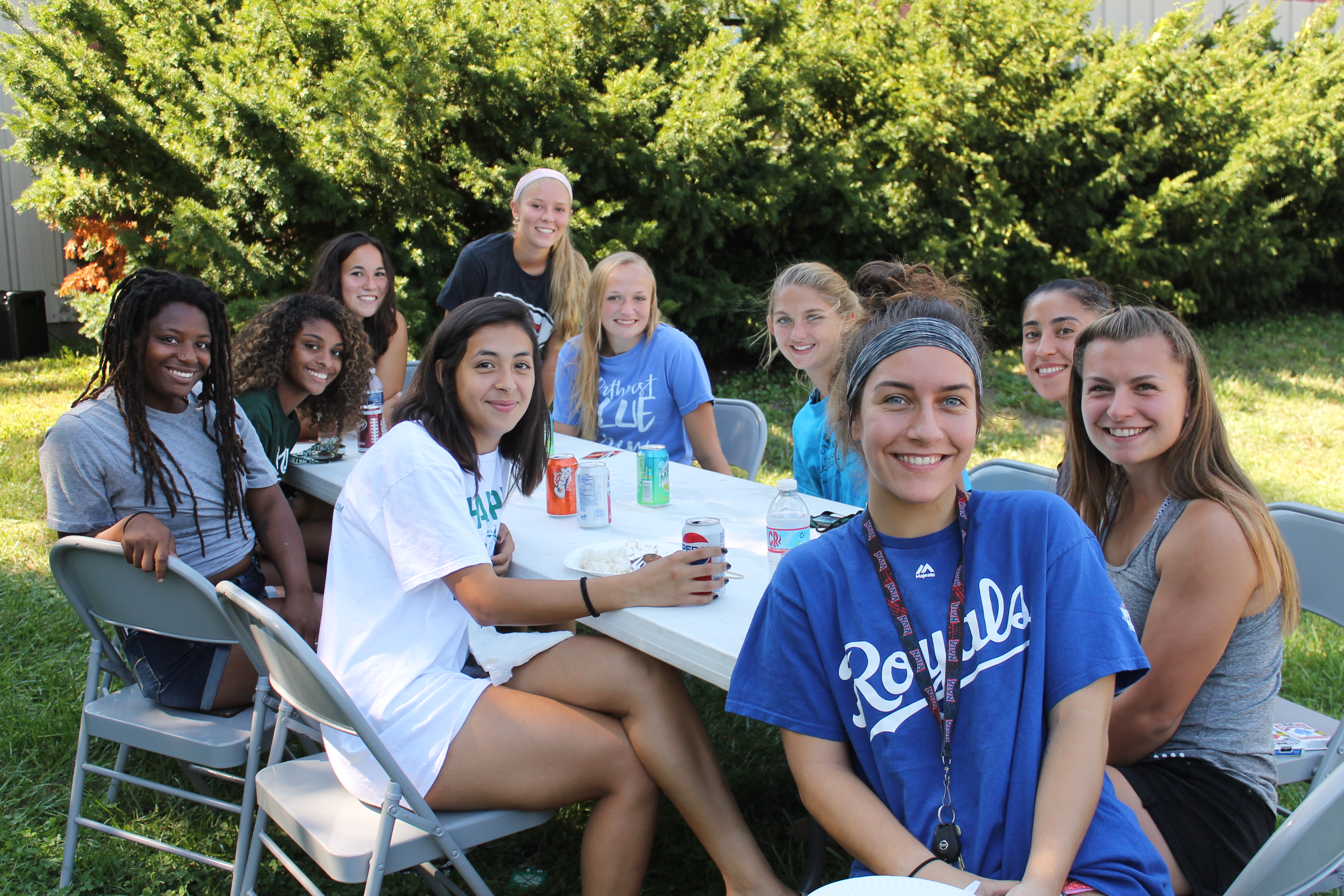 international students at BBQ