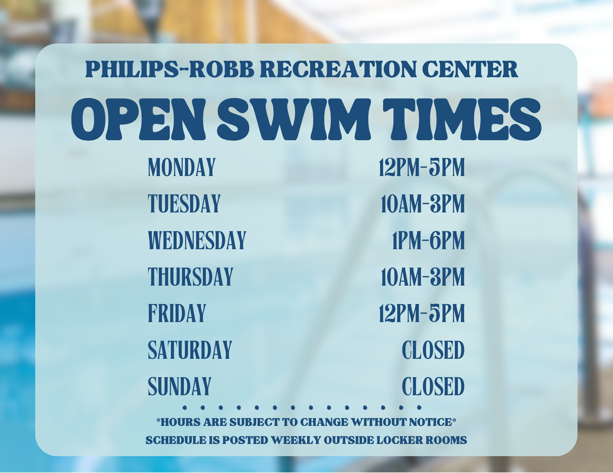 Hours for the pool